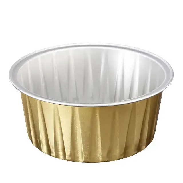 Small 125ml Disposable Round Colorful Golden /Gold Aluminum Foil Baking Cups for Muffin Cakes Baking Container/Cups for Food Packaging