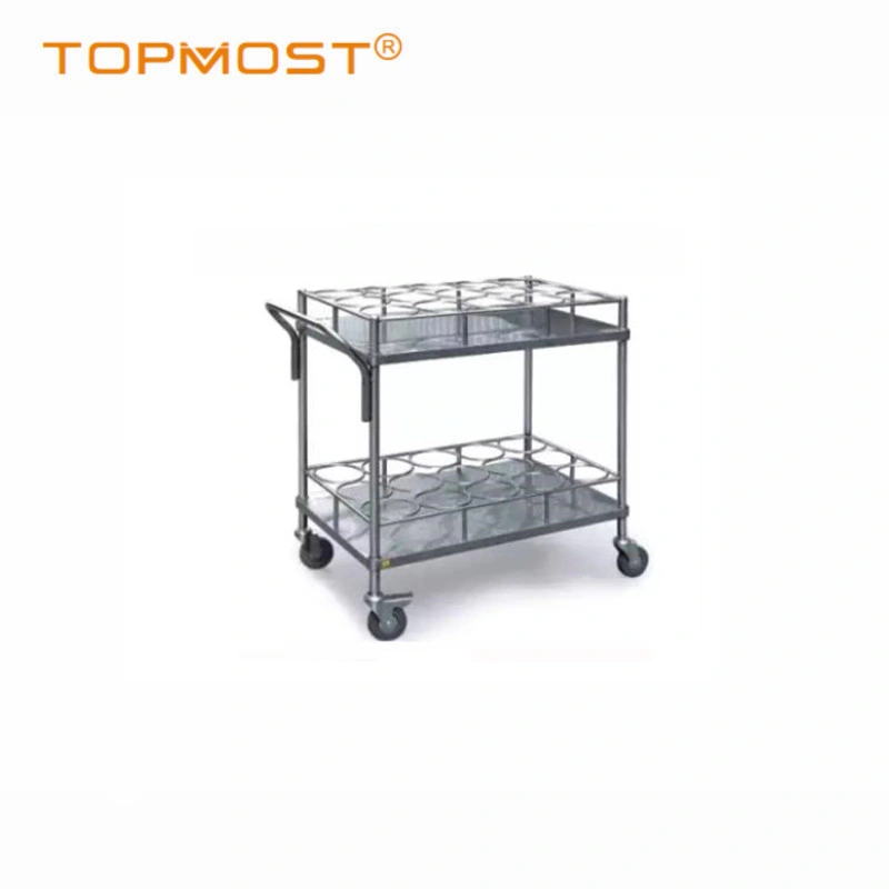 Acero inoxidable Two-Layer Fan-Shaped Hospital Medical Trolley Trolley instrumento quirúrgico