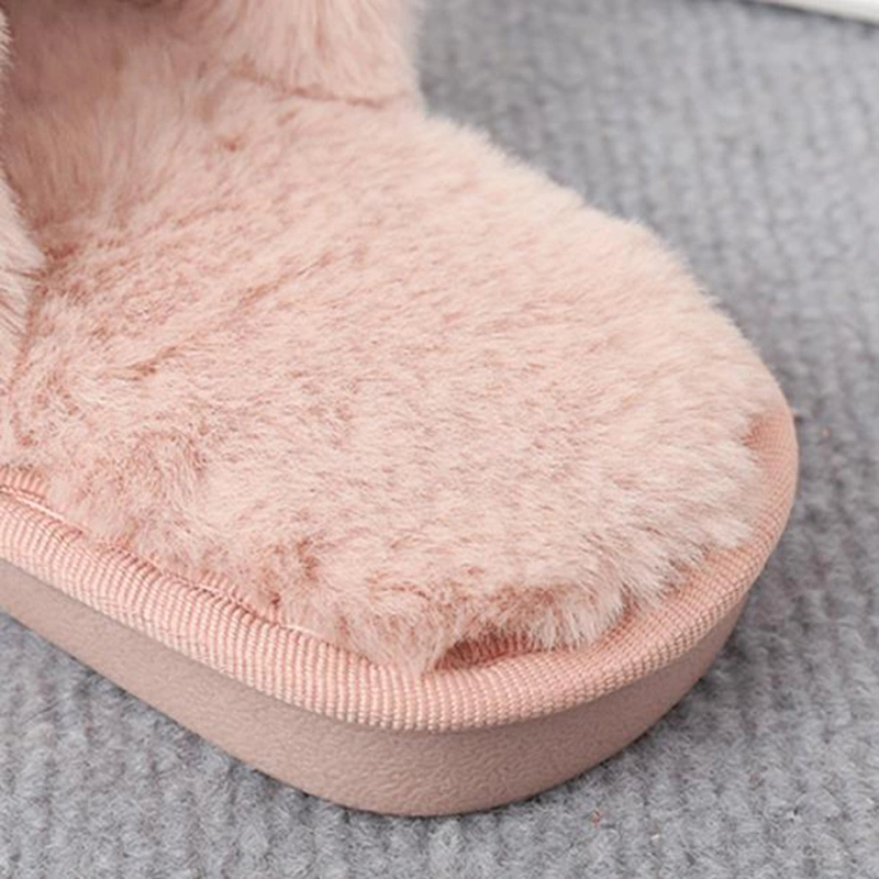 Otoño Invierno Moda Mujer cubierta de pieles de conejo de peluche cruzar los dedos del pie abierto zapatillas