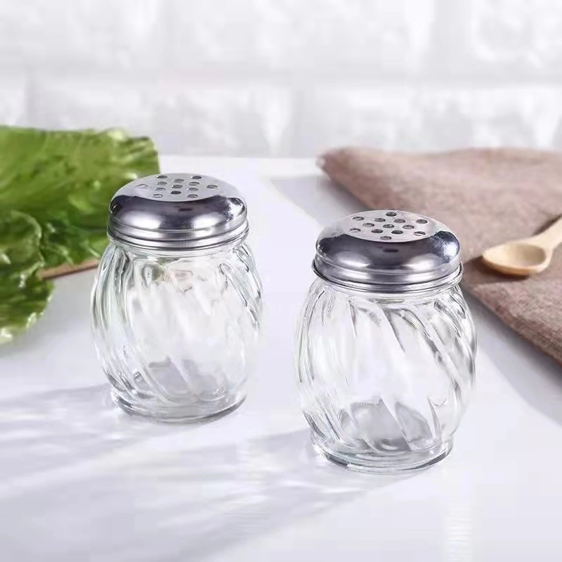 Commerce de gros 3oz100ml en verre incolore Cruet Spice Shaker Jar avec du métal couvercle de trou de bouteille