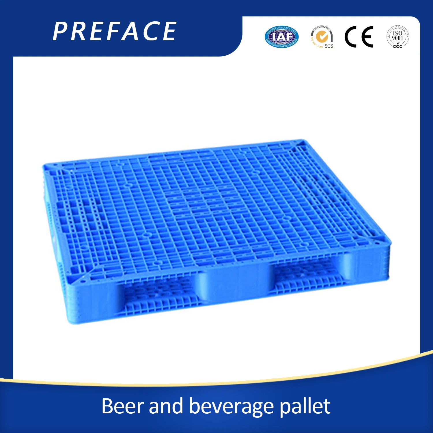 High quality/High cost performance Forklift Moisture-Proof Warehouse Storage HDPE Large Stackable Reversible Plastic Pallets