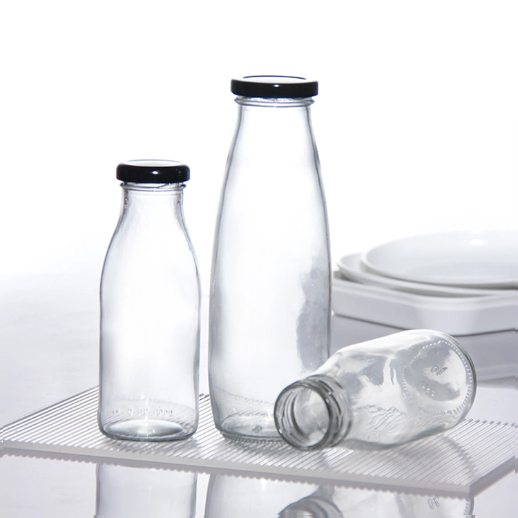 200ml 250ml 500ml 1000ml Large Capacity Milk Tea Bottle Glass with Metal Lid