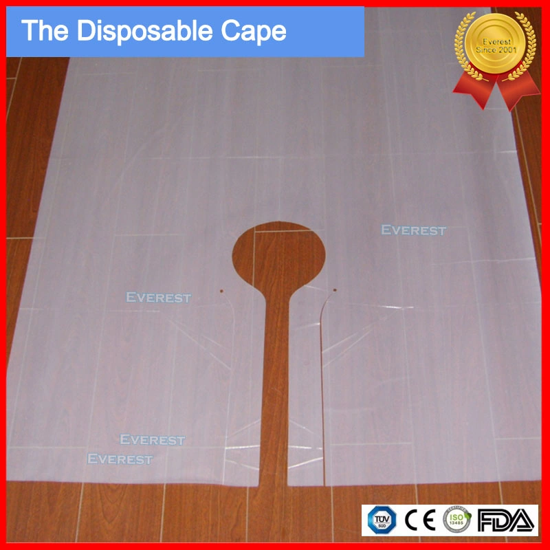 PE Disposal Hairdresser Cape, Waterproof Plastic Cutting Cape