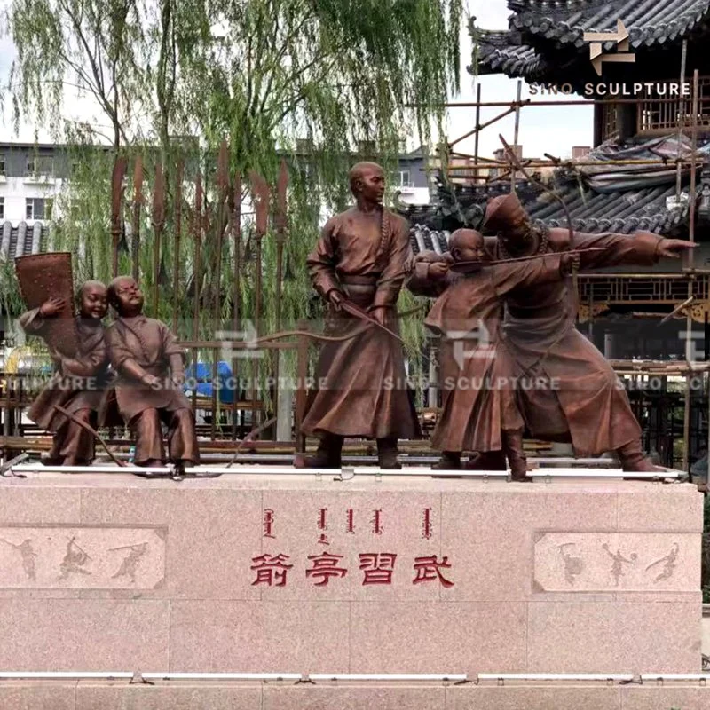 Estatua de bronce de practicar tiro con arco