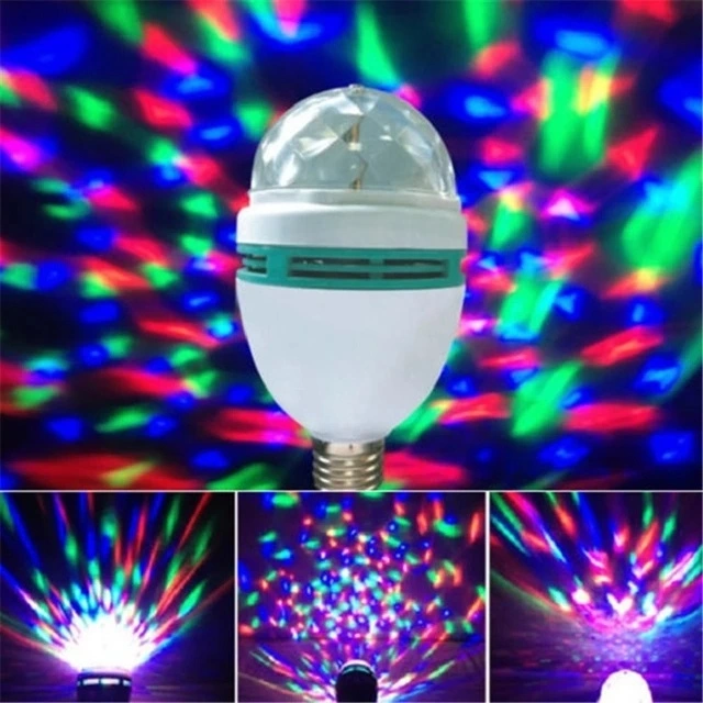 Lámpara LED escena RGB E27 DJ KTV disco láser de luz Luces de fiesta Control de sonido proyector de Navidad Mini RGB 6W Cristal Bola mágica