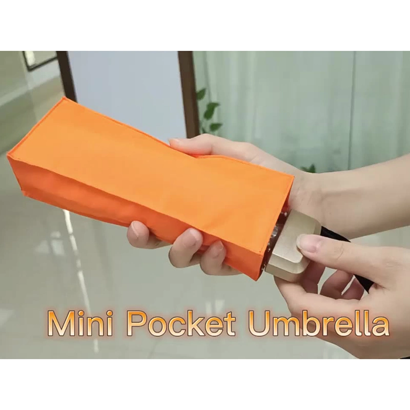 19 Inch 6 Ribs Manual Open Windproof Frame 5 Folding Rain Umbrella Small Pocket/Totes