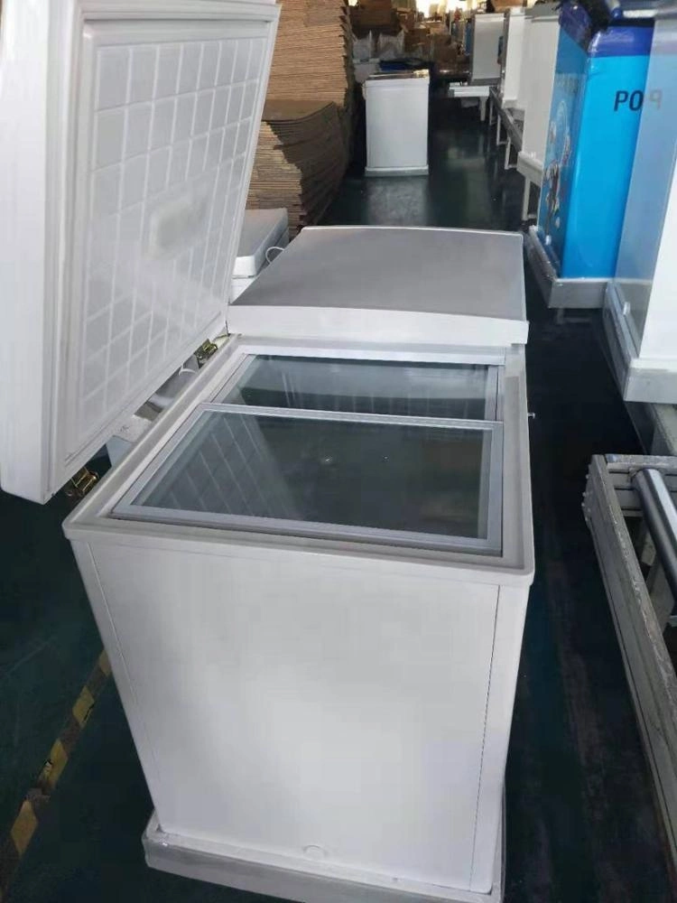 350L Wholesale/Supplier Folding Top Open Double Door Deep Cold Commercial Chest Freezer