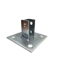 4 Holes Square Mount Post Base Channel for Single Strut Channel Fittings Secures Strut Assembly to Floors, Surfaces