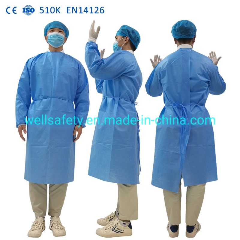 ANSI/AAMI Level 2 Level 3 Level 4 Washable Durable Disposable Non Woven Gown Disposable Waterproof Isolation Gown for Doctor FDA, CE, SGS, En13795@Minnie