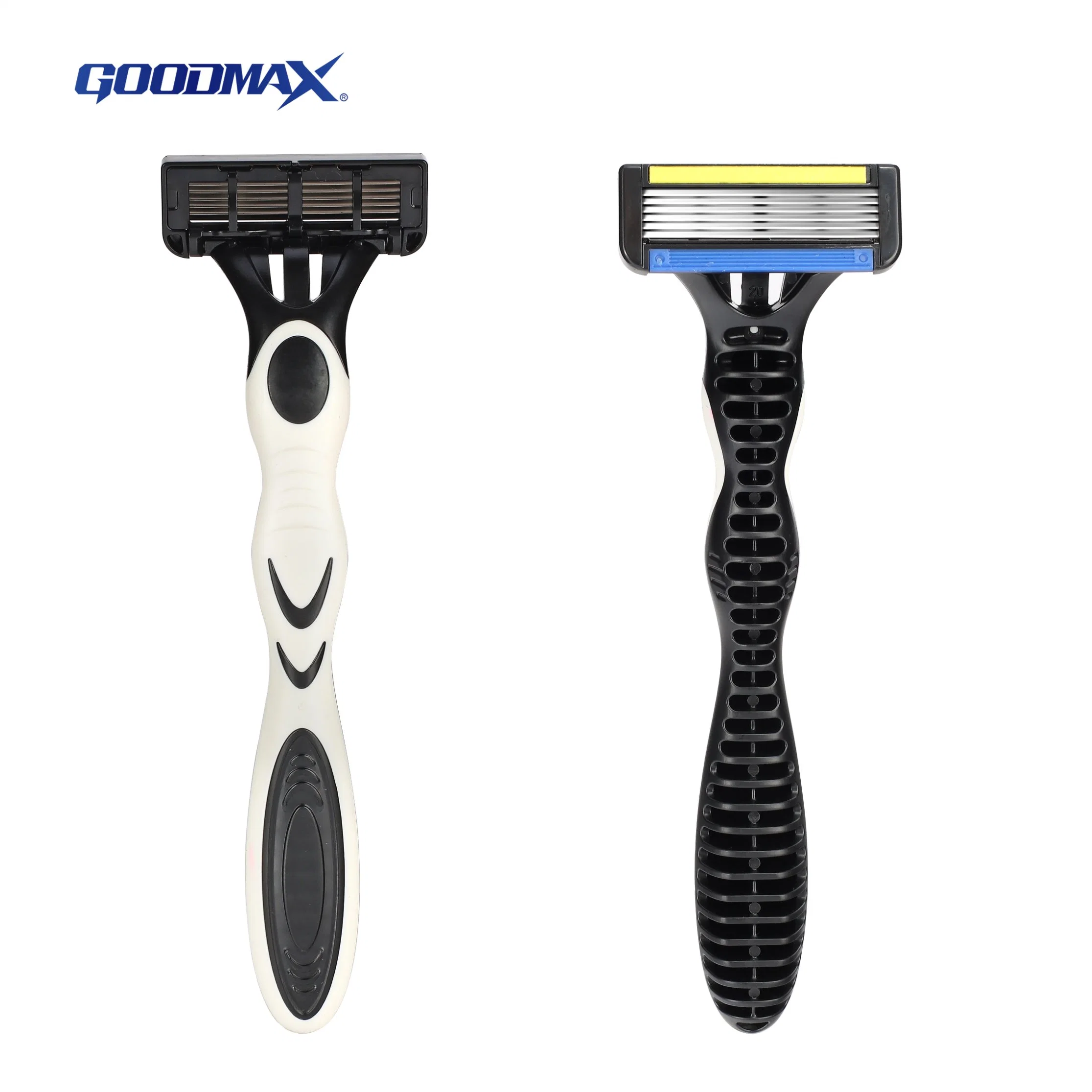 L-Shape 6 Blade Disposable Razor with Rubber Handle Blister Card