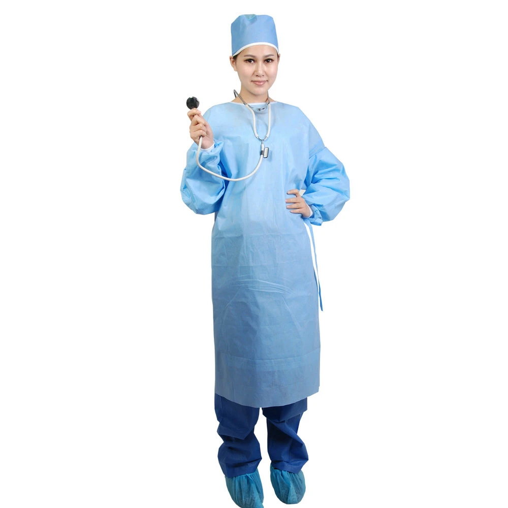 Anti-Blood azul bata quirúrgica estéril reforzado de SMS