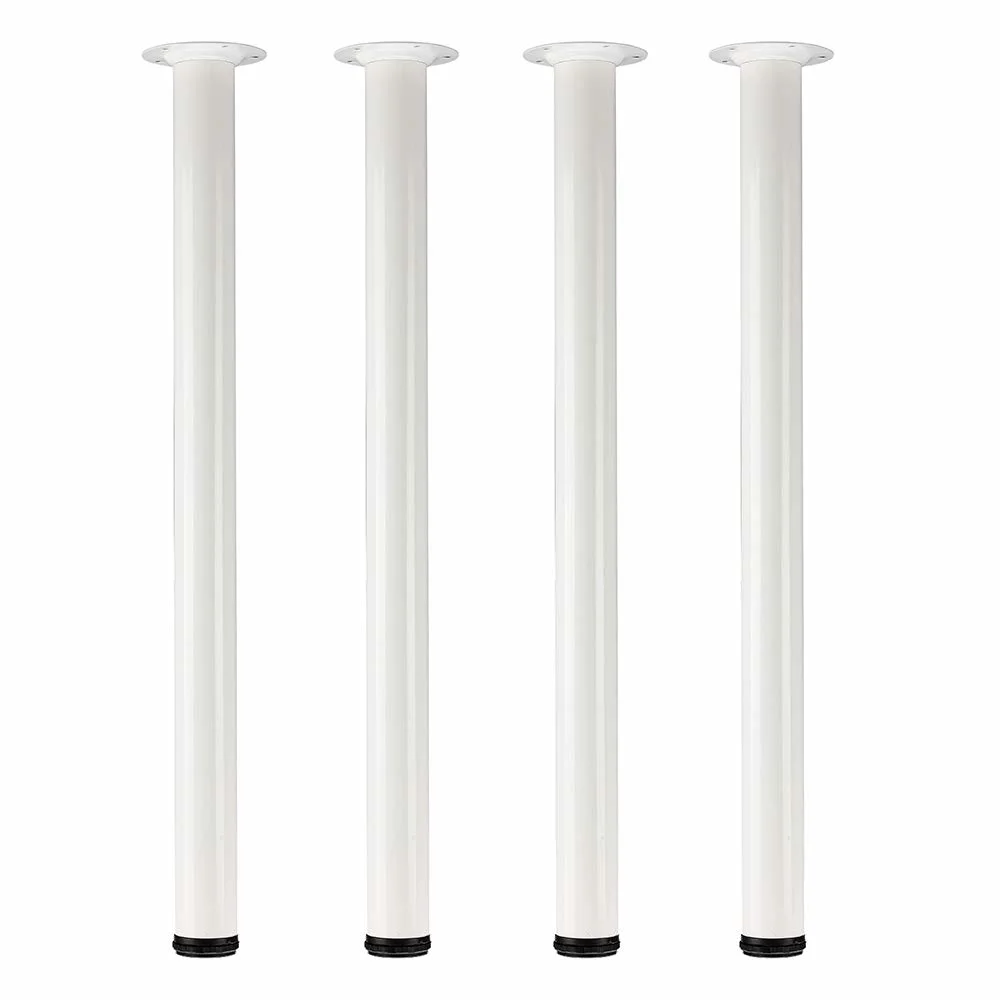 28" Height Tall Adjustable Metal Office Table Furniture Leg Set Legs, Set of 4 (White)