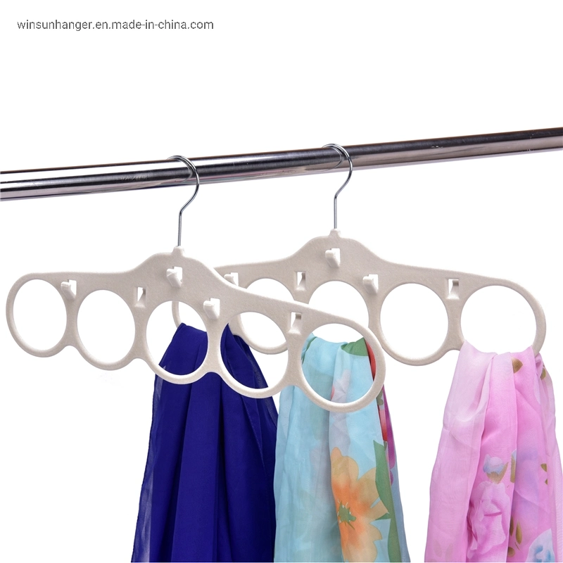 Multifuctional 5 Holes Velvet Hangers Clothes Belt Tie Hanger for Saving Space