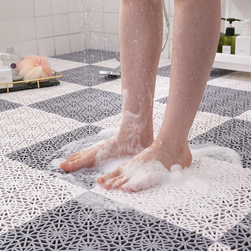 Wholesale Waterproof Eco-Friendly Square 30*30cm Bathroom Washroom Kitchen Splicing Tapis TPE Bath Mat