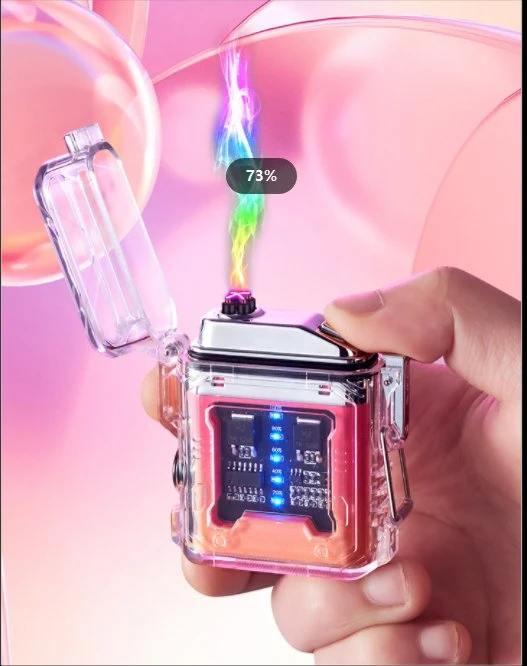 Gradient Waterproof Electronic Pulse Lighter with Rechargeable LED Power Display