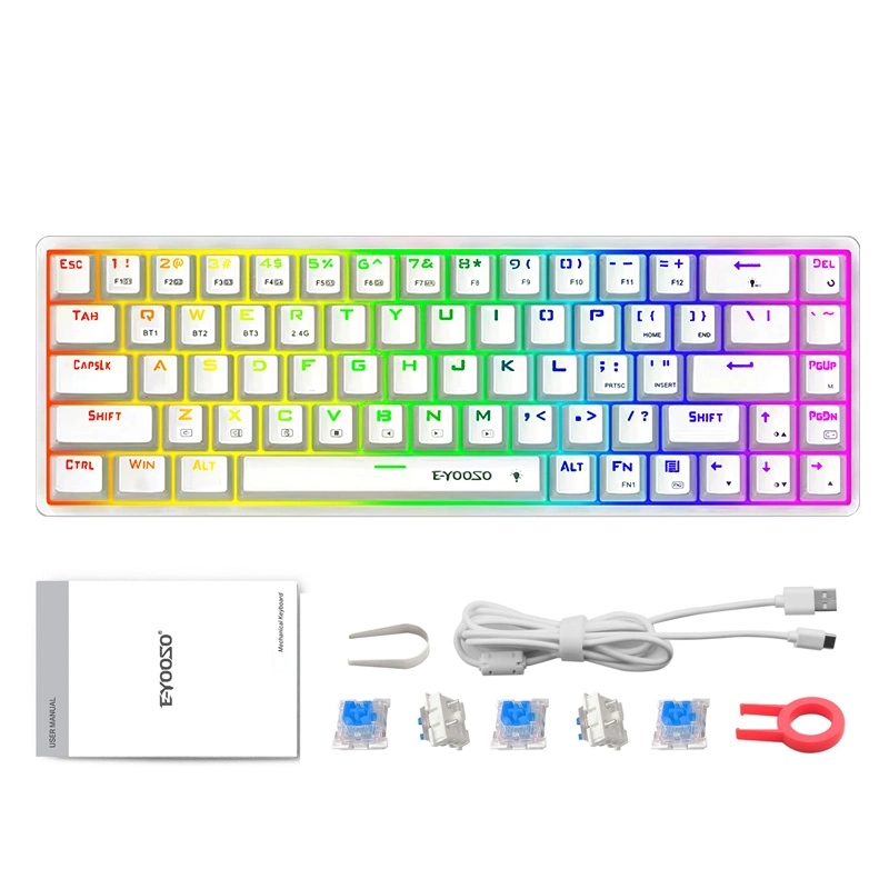 Eyooso Z686 RVB 4 modes joueur professionnel 68 touches sans fil Clavier Mini Claviers filaires teclado Claviers de jeu