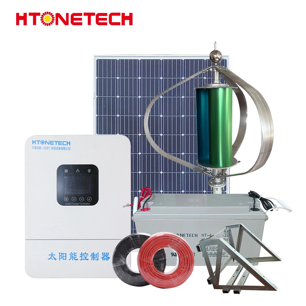 Htonetech 550W Monocrystalline PV Solar Panels Manufacturing Solar Power System 10kwp China Wind Diesel Hybrid System with Traffic Wind Turbine