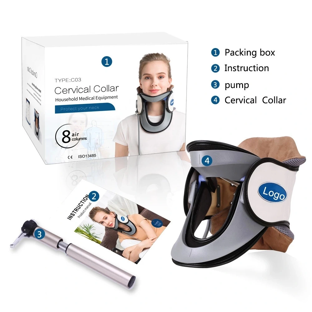 Custom Logo Ajustable Cervical Pain Relief Air Inflatable Neck Traction Device