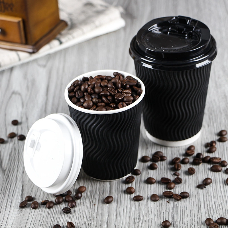 China Made Biodegradable Disposable Single and Double Wall Custom Printed PLA Coated Coffee Paper Cups with Logo and Lid