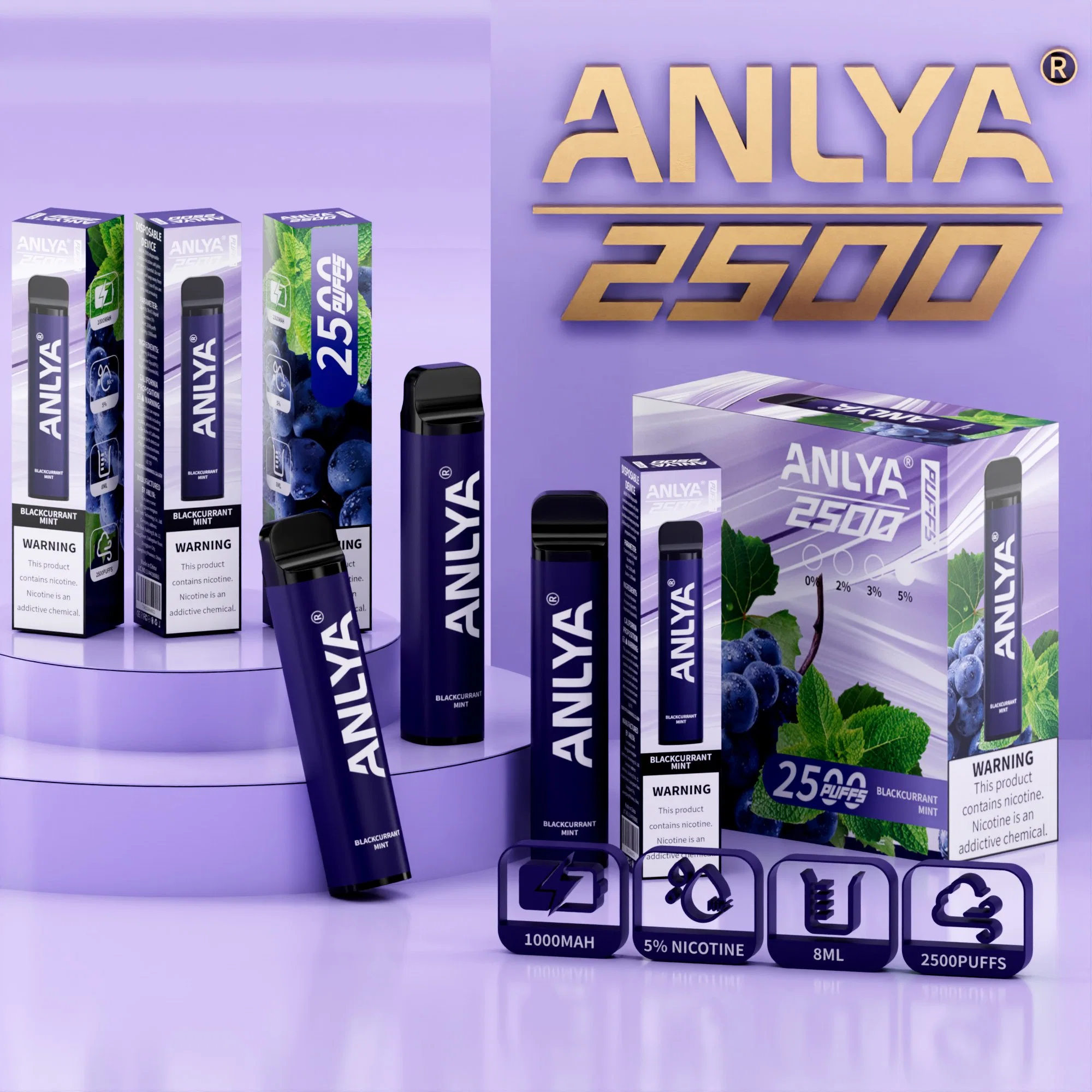 Mini vape original Anlya 2500 Puff desechable Vaporizer Pot Factory Precio Mayorista/Proveedor