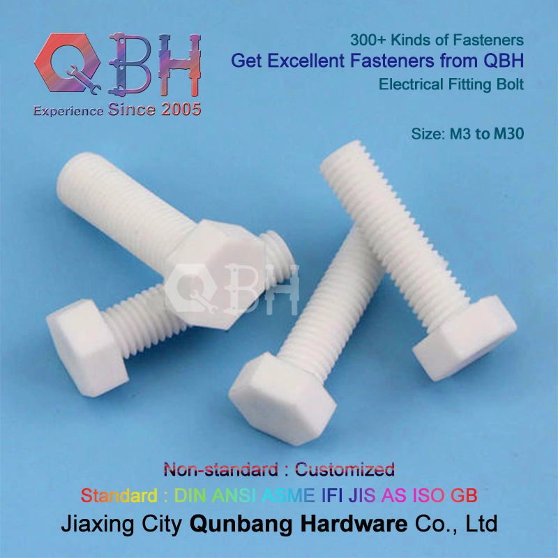 Qbh 6.8 M3-M30 High Temperature Resistance Electronic Mechanical Industry Plastic PVDF Spare Parts Fastener Components Screws Bolt Nut