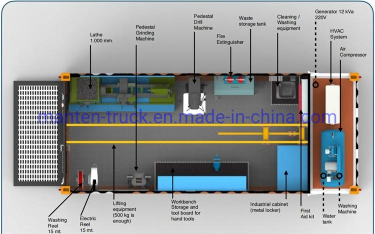 20FT 40 FT Mobile Workshop Trailer Service Mining Station Construction Machine