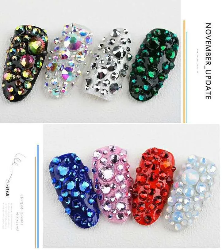 Ab Colors Flat Back Hot Fix Round Rhinestones Gem Stones for Clothing