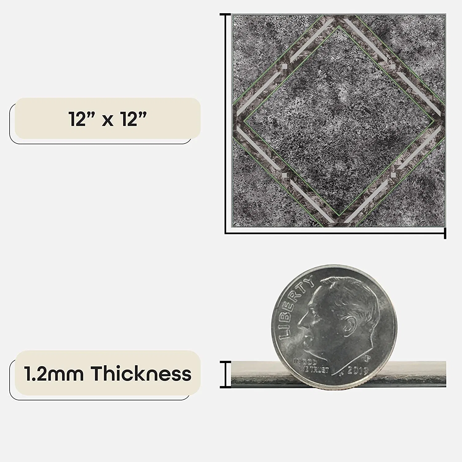 Metallic Marble Diamond Pattern Self Adhesive Floor Tiles