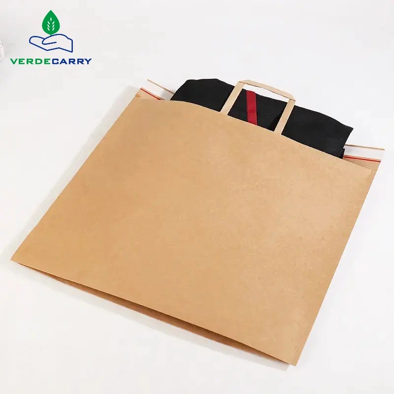 Mode sur mesure papier Kraft biodégradable Panier de courrier poignée auto-adhésive recyclée Enveloppe d'expédition Sac d'expédition