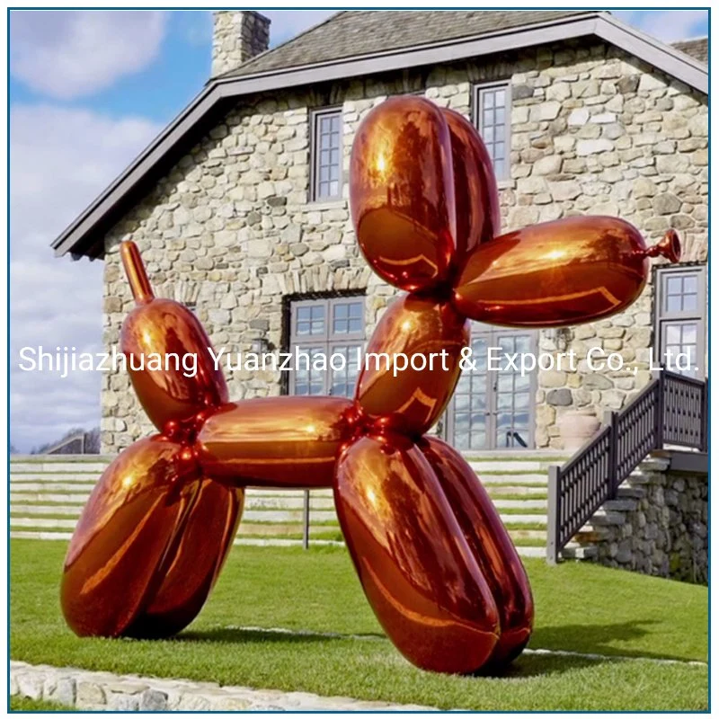 Outdoor Home Decoration Garden Sculpture Stainless Steel Sculpture Golden Balloon Dog Sculpture