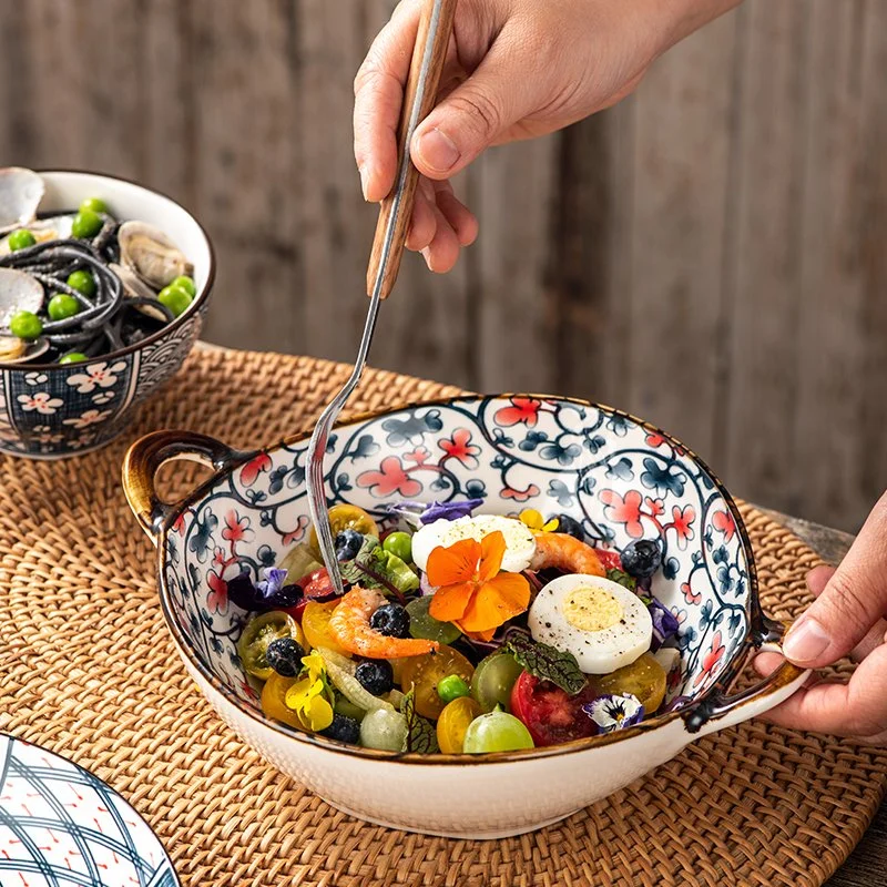Ceramic Bowl Wedding Housewarming Gift Salad Bowl Dinnerware Set with Spoon