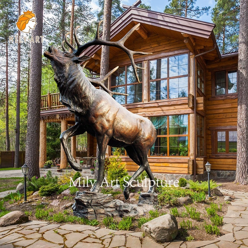 Precio de venta fabricación Jardín Outdoor Indoor ornamento hermosa artesanía de metal de fundición de gran tamaño de la vida Elk ciervo estatua de bronce Escultura de bronce