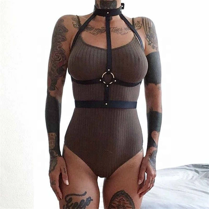 Women Suspenders PU Leather Harness Belt Body Bondage Sexy Adjustable Harness Gothic Garter Belt Lingerie