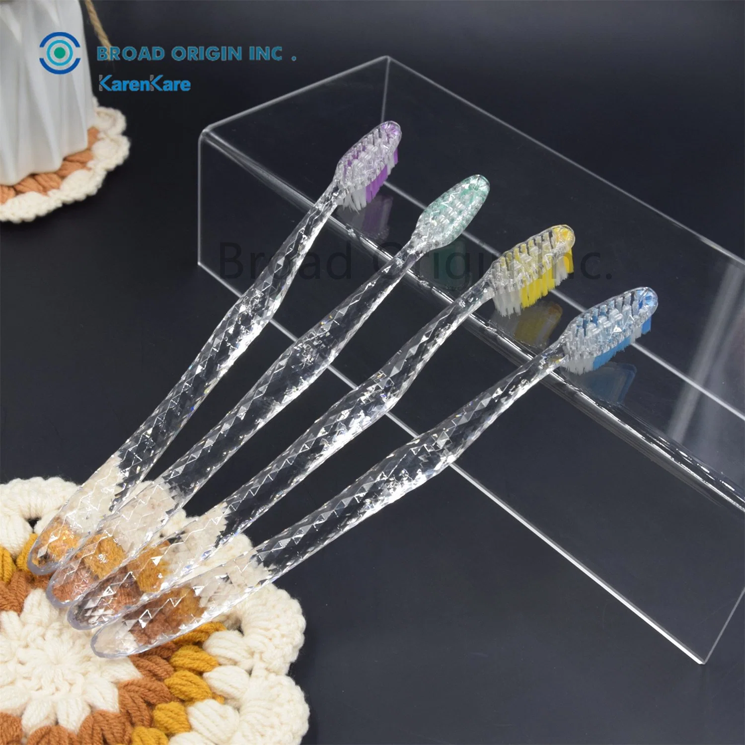 High Grade PETG Material Crystal Toothbrush, Ultra Clear and Transparent, Soft Bristles BPA Free