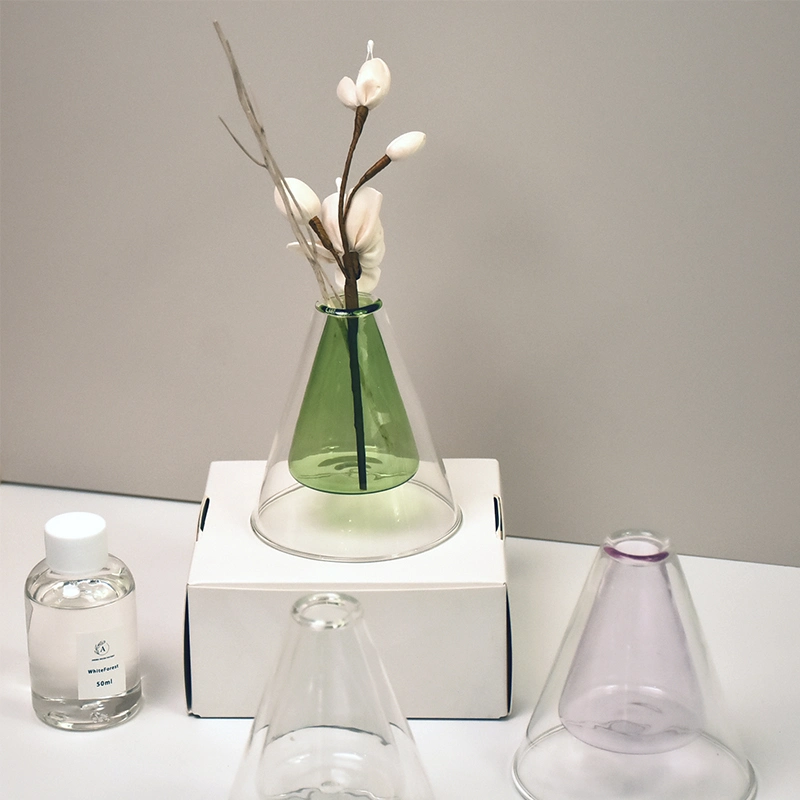 Aroma Decor Fábrica Produziu Difusor de Varetas de Aromaterapia de Vidro Duplo Triângulo Curto Presente.