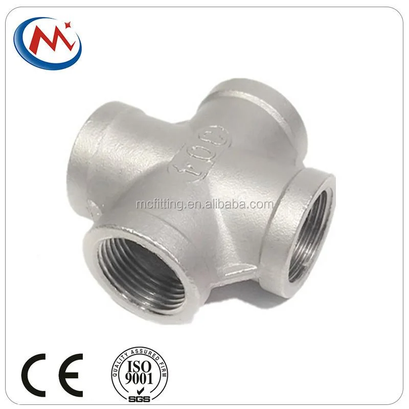 Stainless Steel 304 316 Female Threaded NPT BSPT Pipe Fitting Cross