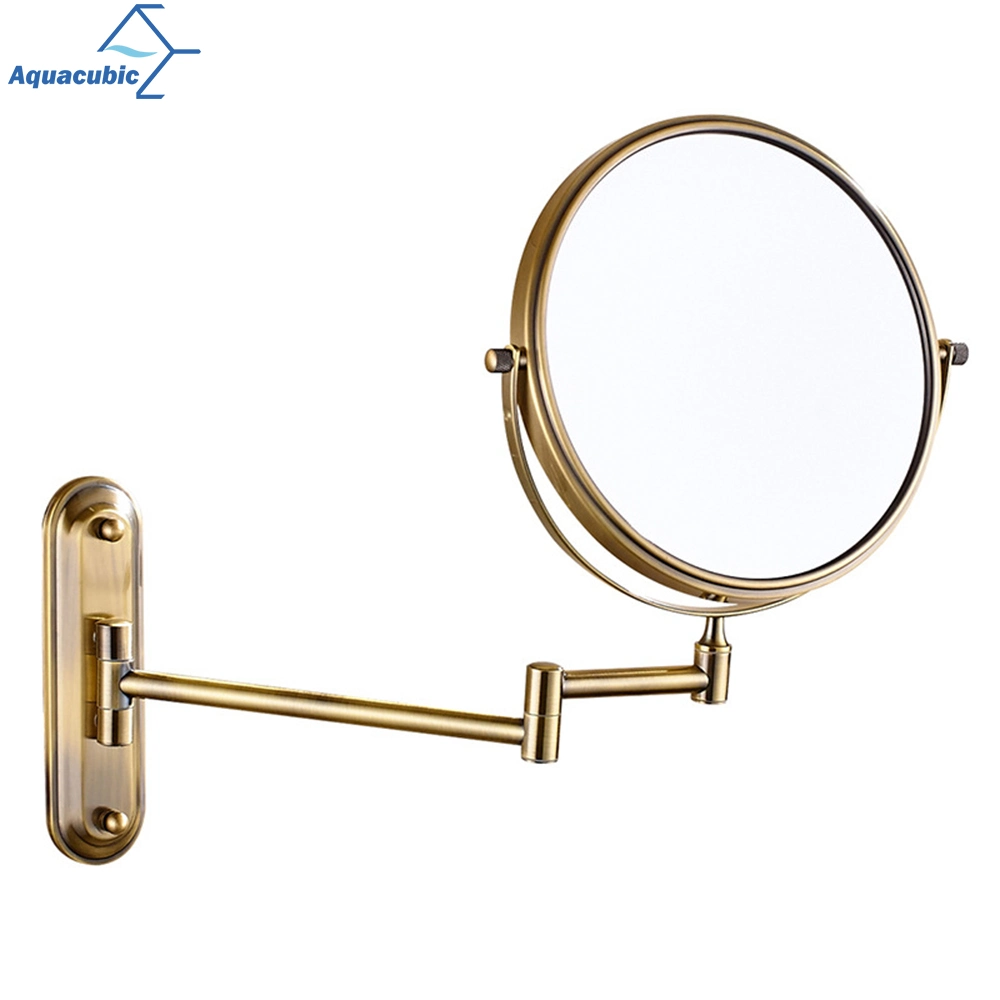 Aquacubic Bathroom Double Sided Mirror Waterproof and Anti-Fog Foldable Antique Copper Makeup Mirror