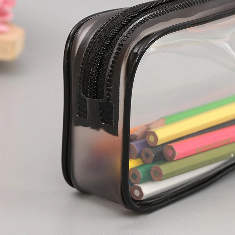 Clear Waterproof PVC Zipper Student Pencil Case Stationery Pencil Bags