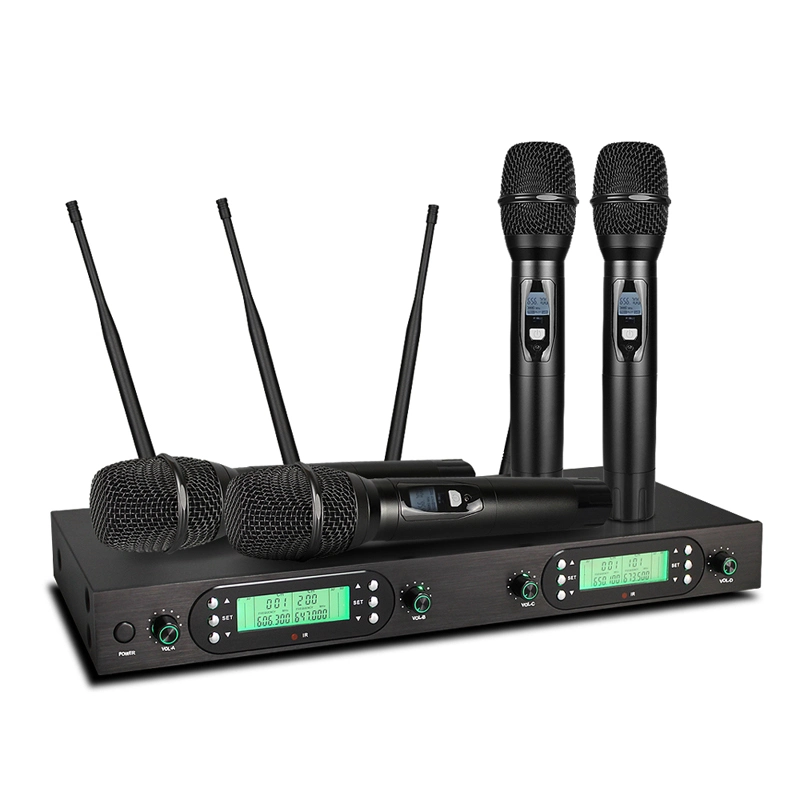 2020 Frequency Selectable Long Range Lapel 4 Channels Wireless Microphone