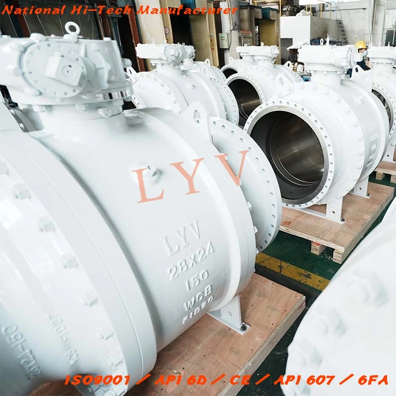 Casted Steel Wcb Flanged Three Piece Trunnion Pipeline Ball Valve