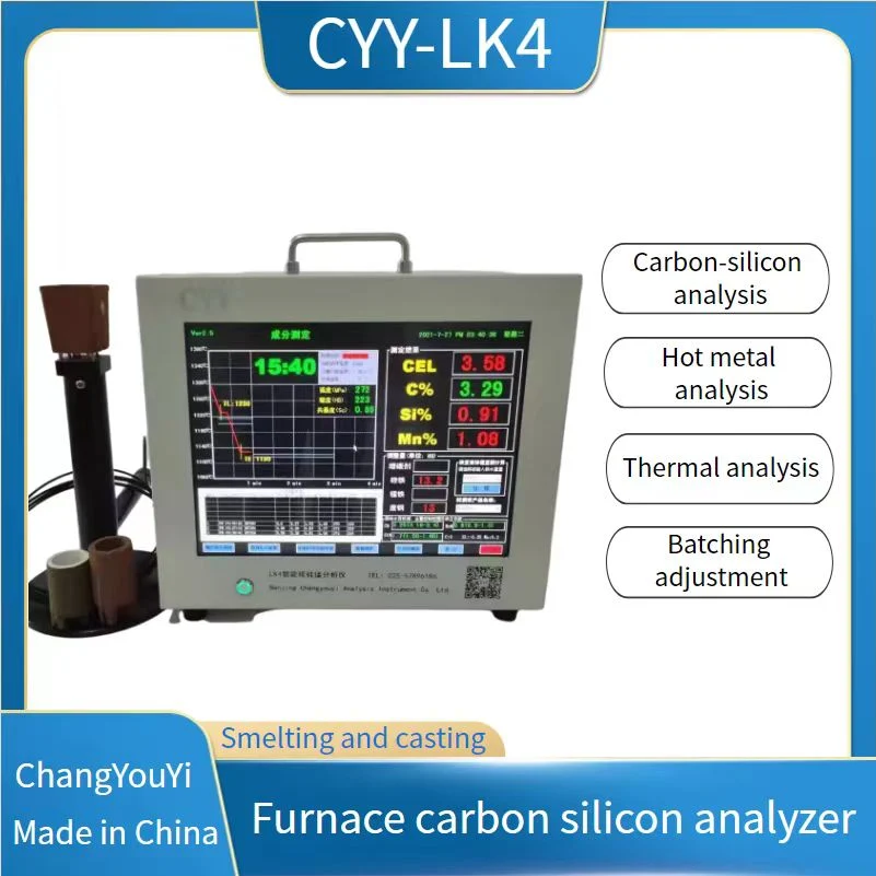 Analyseur de carbone-silicium pour l'analyse des éléments carbone et silicium dans le fer liquide à haute température.