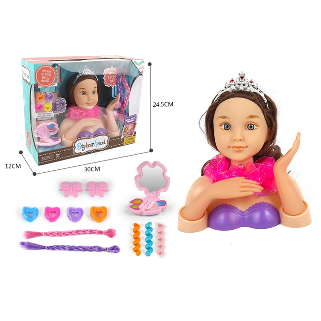 Whoesale Children Pretend Play Make up Toys Half Length Princess Doll Head Set Playing Hairdressing Fashionable Beauty Set Makeup Toy Girls Kids Gift