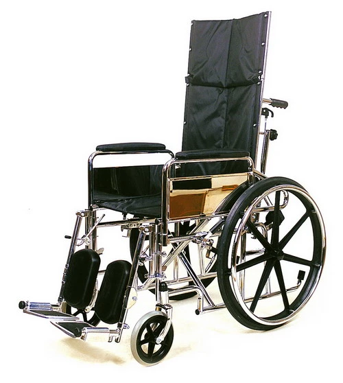 Portable Folding Chair Reclining Commode Manual Wheelchair for Disabled