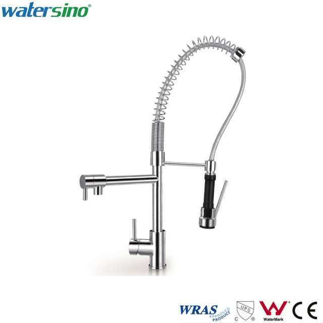 Watermark Cupc Ce Certified Chrome Brass Spring Kitchen Mixer Tap