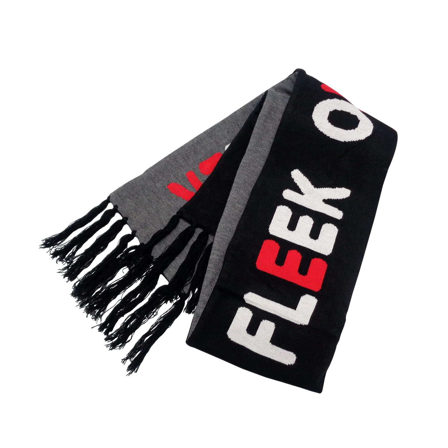 Wholesale/Supplier Men Knitted Acrylic Jacquard Logo Scarf with Tassels