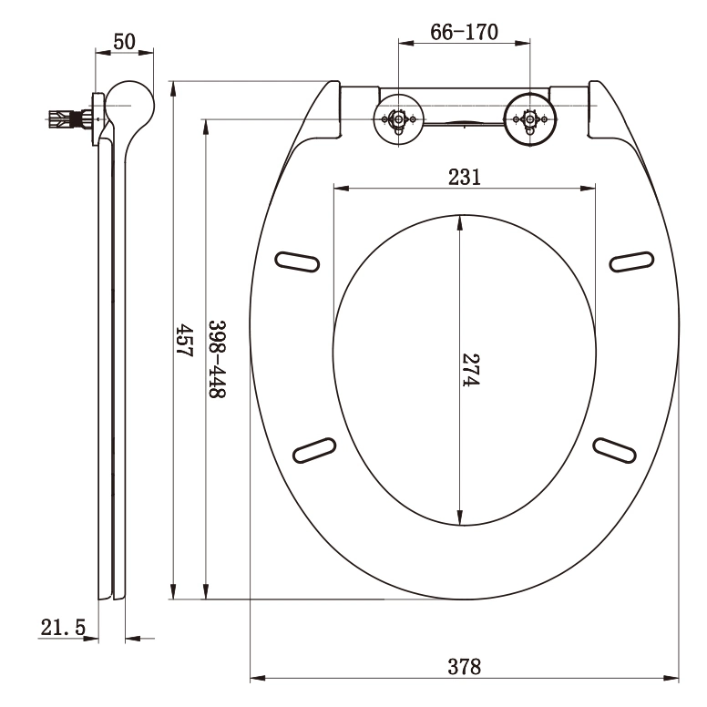 Toilet Seat UF Plastic with Quiet Close, Easy Clean Quick-Release Hinges