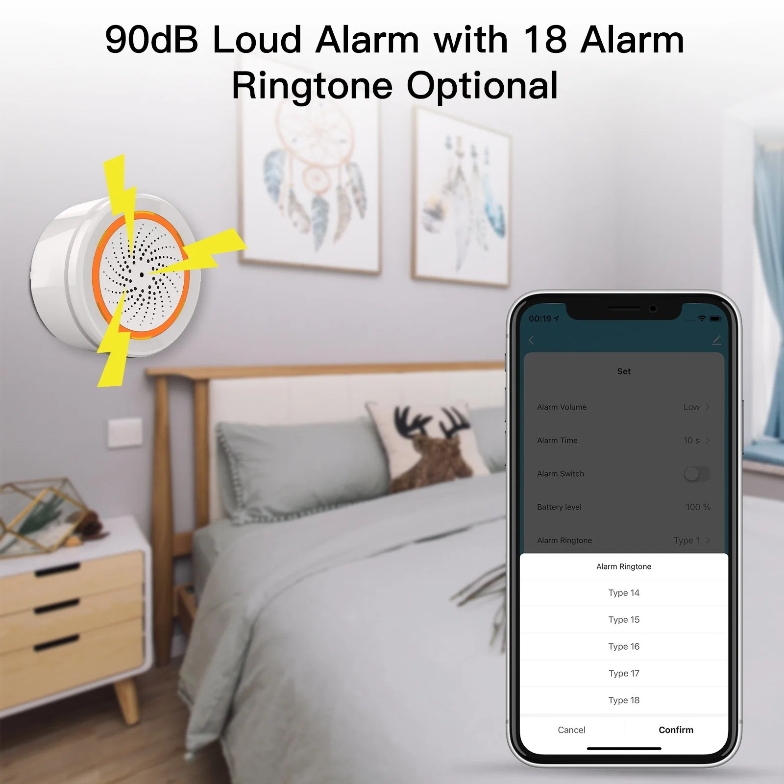 نظام الأمان المنزلي الذكي Smart Home Security System Smart Siren Sensor ضوء صوت 90 ديسيبل مستشعر الإنذار