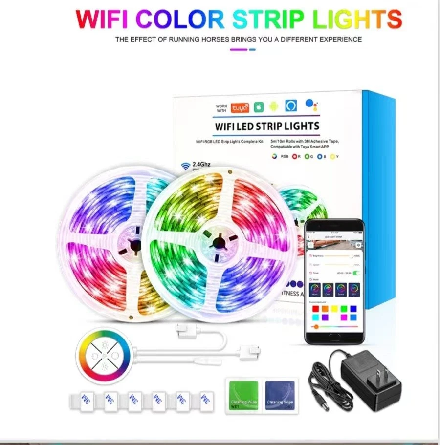 شريط USB الخاص بـ Tuya WiFi بجهد 12 فولت RGB، إضاءة الحبل، IP68 إضاءة مع موسيقى 5 م 16 مليون لون DIY Smart RGBW شريط إضاءة LED