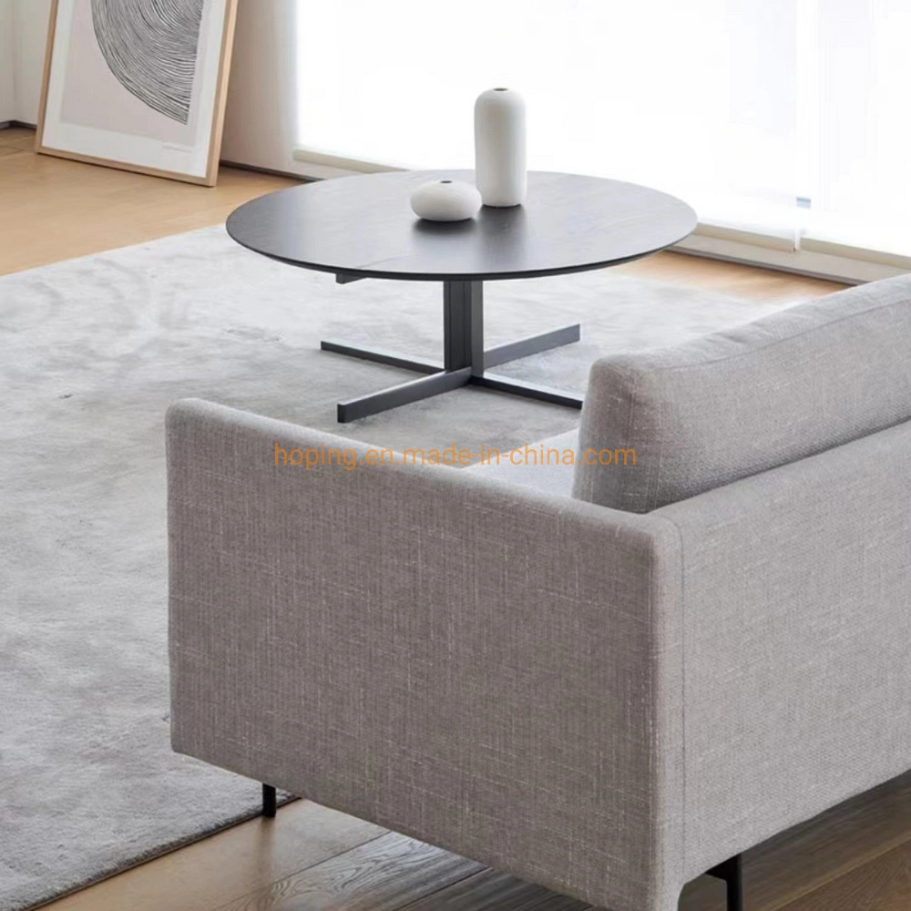 Newly Designed Simple Round Side Table Tea Table Coffee Table Corner Table with Marble Top and Carbon Steel Cross Shape Four Legs Home Furniture Hotel Furniture