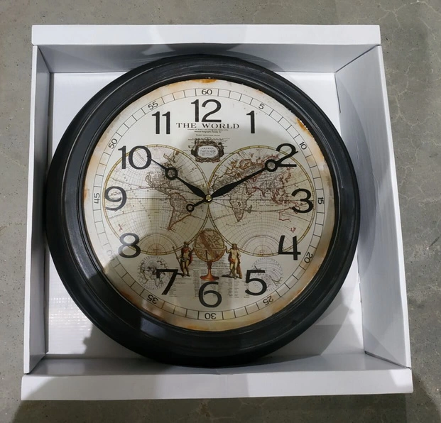 Negro Hierro redondo Reloj Antiguo reloj de pared de metal " Paris " en tamaño 67x67cm para la decoración del hogar para uso doméstico para el uso del tiempo